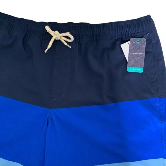 Trinity Coast Colorblock Swim Trunks B&T Size 2XB Blue Combo 3 Pockets UPF 40+ - Picture 3 of 7